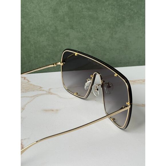 NEW Alexander McQueen AM0362S Gold Grey Studded Mask Sunglasses main image 4